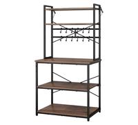 Étagère de cuisine, étagère de 800 mm de largeur, support de cuisine avec barre de soutien en X, 12 crochets en S, tablette supérieure à deux niveaux, support de bar à café pour vaisselle et bols, pot