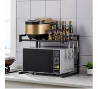 Étagère de cuisine extensible en métal pour micro-ondes - Noir - Haute qualité - Charge max. 25kg