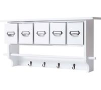 Étagère de cuisine HWC-C49, Étagère de ménage, Vintage avec 5 tiroirs 32x65x13cm ~ blanc