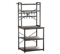 Étagère de cuisine, largeur 600 mm, avec barre de soutien en X, 12 crochets en S, tablette supérieure à deux niveaux, support de cuisine pour vaisselle, bols et pots à épices