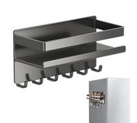 Étagère de cuisine magnétique - Support à épices mural sans organisateur de | Support de stockage en acier au carbone pour bouteilles d'assaisonnement, pots à condiments et produits de garde-manger sur l