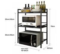 Étagère De Cuisine Noire 2 Niveaux Réglables En Hauteur - MIPAN - Support Pour Micro-Ondes Et Four-Dimensions 40-64×36,5×78 CM