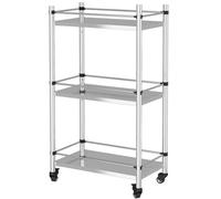 Étagère de cuisine robuste en acier inoxydable, organiseur à 5 couches avec roues pour casseroles et fournitures de cuisine, table de travail en métal durable (40 x 22 x 85 cm)