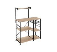 Meuble de cuisine - TECTAKE - Étagère de cuisine CRAWLEY au style industriel en panneau aggloméré, 90 x 40 x 131,5 cm - Bois clair