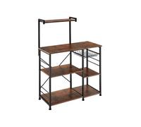 Meuble de cuisine - TECTAKE - Étagère de cuisine CRAWLEY au style industriel en panneau aggloméré, 90 x 40 x 131,5 cm - Bois foncé