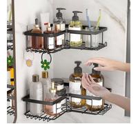 Étagère de Douche, 2 PCS Etagere Salle Angle de Bain Antirouille, Rangement Salle de Bain sans Perçage, Accessoire de Rangement Adh
