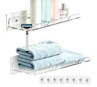 Étagère de douche 2 supports de rangement adhésifs muraux en acrylique | organisateur de douche pour salle de bains pour Camping-Car Résidence Universitaire Appartement Maison Cuisine
