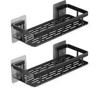 etagère de douche à 2 niveaux sans ou avec perçage - inox - autocollante - étagère de douche à suspendre - étagère de salle de bain - noir