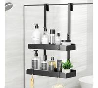 Étagère de douche à suspendre - 2 étages - Hauteur : 55,5 cm - S perçage - En acier inoxydable - Avec crochets - PATERE