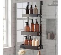 Étagère de Douche à Suspendre Antirouille 3 Niveaux sans Perçage 32 8 x 12.9 x 69 3 cm Noir
