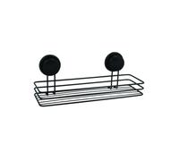 MSV - Étagère de Douche Filaria sans perçage - Ventouses - Acier Chromé - 32 x 14 x 13 cm - Noir Mat - Étagère Rectangulaire - Fixation Fiable - Résistance à l'eau