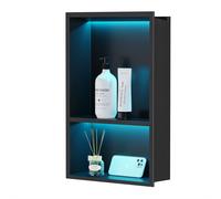 Étagère de douche avec éclairage RGB LED, double, noire, 45x30 cm, indice de protection IP68