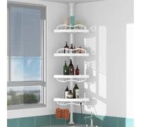 Étagère de douche d'angle à 4 niveaux de 317 cm de haut - Antirouille - Pour salle de bain - Du sol au plafond - Pour shampooing et baignoire - Blanc