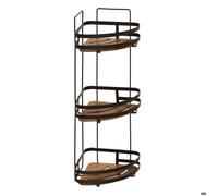 5five Simply Smart | Etagère de douche - Etagère d'angle 3 niveaux - Noir - Métal et bois - Peu encombrant et moderne