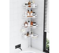 Étagère de douche en acier inoxydable, avec quatre niveaux, télescopique et à fixer sans perçage