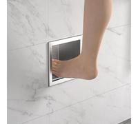 Étagère de douche en acier inoxydable brossé, 15 cm x 12 cm, avec repose-pieds