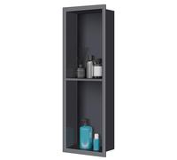 Étagère de douche en acier inoxydable, double niveau, dimensions 235 x 640 x 100 mm, finition noire mate