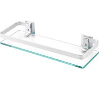 Étagère de douche en verre, verre trempé de 8 mm, aluminium argenté, dimensions 350 x 120 mm, fixation murale