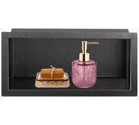 Étagère de douche encastrable, en acier inoxydable, 30x15 cm, noire