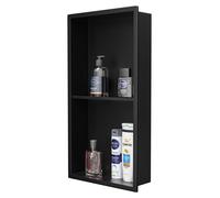 Étagère de douche encastrée, 24"x12", finition noire mate, double étagère, en acier inoxydable