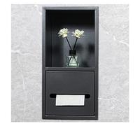 Étagère de douche encastrée en acier inoxydable noir pour le rangement du shampoing et des articles de toilette, support de poubelle intégré, organisateur de salle de bain, 20 x 40 x 14 cm (