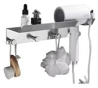 Étagère de douche multifonctionnelle en acier inoxydable brossé avec support pour sèche-cheveux