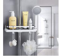 Étagère de Douche pour Rail de Douche Sans Perçage, Étagère de Salle de Bain, Organisateur de Douche avec Crochet - 32 * 12 * 6 CM