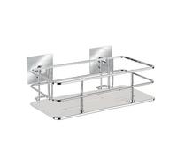 WENKO Turbo-Loc : étagère murale en acier inoxydable Quadro, fixation sans perçage, 24 x 10 x 14,5 cm, chrome