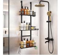 Étagère de douche sans perçage LPVS, 3 niveaux réglables, acier inoxydable antirouille, rangement mural pour salle de bain