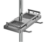 Étagère de douche sans perçage pour poteau 21-25 mm - tablette ABS réglable grise 27×12 cm