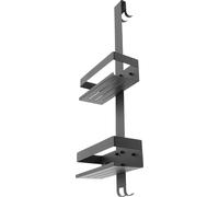 Etagère de douche suspendue, étagère de salle de bain à 2 niveaux, acier inoxydable 304, noir, pour cuisine/salon/balcon
