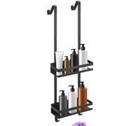 Étagère de douche suspendue - Panier de douche pour shampoing et gel douche - Métal inoxydable - Fixation murale - Organisateur de salle de bain - Noir