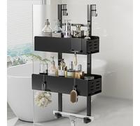 Étagère de douche suspendue, réglable et sans perçage, noire