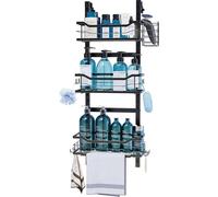 Etagère de douche suspendue sans percer - Panier de douche triple - Avec porte-serviettes - 3 niveaux