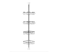 Étagère de douche télescopique - Étagère d'angle pour douche - Acier inoxydable - 4 paniers - Réglable en hauteur de 110 à 280 cm - Étagère autoportante - Argent
