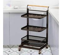 Étagère de four à micro-ondes peu encombrante avec placard, grille de four noire avec manique et boîte de conserve, design de cuisine fonctionnel pour petits espaces