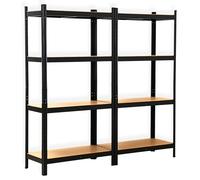 Étagère de garage en métal 160 x 160 cm charge lourde EURO VANADIUM noir et bois