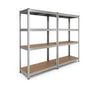 Étagère de garage en métal 160 x 30 x 160 cm EURO VANADIUM charge lourde 640 kg structure acier galvanisé plateaux bois 8 niveaux