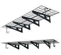 Étagère de garage, lot de 2 - Étagère métallique robuste - Capacité de charge de 227 kg par étagère - Étagère modulaire de 182,8 x 61,5 x 20,6 cm - Rangement d'outils avec crochets - Étagère murale