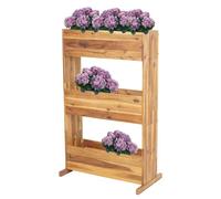Étagère De Jardinière Hwc-L20, Jardinière Surélevée, 115x71x40cm Outdoor Bois D'acacia Certifié Mvg, 3 Rangées Marron Marron