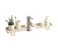 Étagère de Lavabo au-dessus du Robinet Acier Carbone Sans Perçage Rotation | Organisateur Sink Sans Perçage Pour Brosse À Dents, Gobelet, Cosmétique, Shampoing, Lotion,