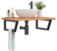 Étagère de lavabo design à montage mural acier et bois massif hêtre, Armoires de salle de bains 2024 Nouveau