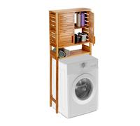 Relaxdays Bamboo WC Shelf, Meuble pour machine à laver, Marron