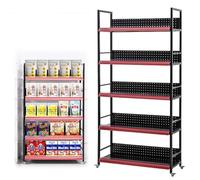 Étagère de marché mobile avec roulettes - Chariot d'affichage multicouche Push-Pull pour AC, Drin, Mcine, Tery, Cuisine - Rack noir, 60 x 32 x 163 cm