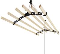 Étagère de plafond suspendue avec poulie pour sécher les vêtements, 150 cm, noire