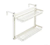 Étagère de radiateur en fer blanc avec double panier extractible et crochets pour le séchage des serviettes - Support de rangement pour salle de bain ou buanderie - 42 x 15 x 60 cm