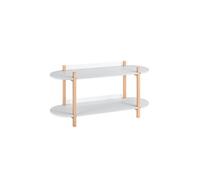 Etagère de Rangement 2 Niveaux en Bois, Console de Table Grise