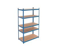 ECD Germany Étagère de Rangement - 200x100x60 cm - Capacité max. 875 kg - 5 Plateaux MDF - Rayonnage Métallique Bleu - Hauteur Réglable - Unité de Stockage Charge Lourde Râtelier Garage Cuisine Cave