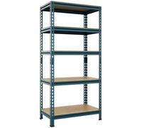Étagère de Rangement 5 Niveaux 150x70x30cm, Assemblage sans Vis Cadre Métal Planches MDF, pour Garage/Maison, Bleu Marin YAHEETECH