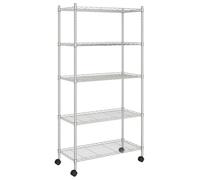 Étagère de rangement 5 niveaux roues 75x35x155 cm Chrome 250 kg
